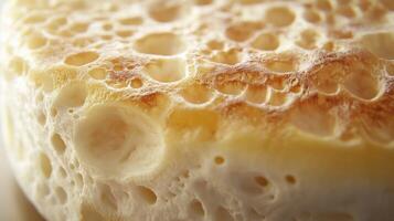 Creamy brie cheese with rustic texture and golden crust photo