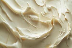 Texture of soft cheese spread captured in close-up detail photo