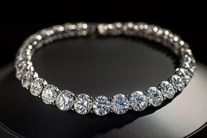 Exquisite diamond necklace displayed on a sleek black surface photo