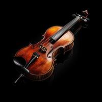 Elegant vintage violin captured against a dark backdrop photo