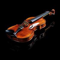 Beautifully crafted violin on black reflective surface photo