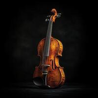 An old violin on a dark background photo