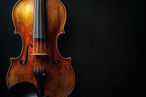 An old violin on a black background photo