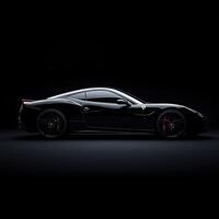 Sleek black sports car showcases modern design and power photo