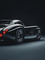 Classic black sports car in a sleek studio setting photo