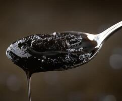A spoon with a liquid on it photo
