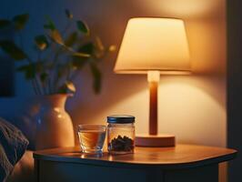 Natural wellness with shilajit displayed on a bedside table photo