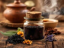 Natural shilajit preparation with herbal elements for wellness photo