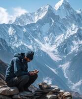 Exploring the benefits of shilajit in the Himalayan mountains photo