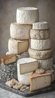 Crafting a gourmet cheese display with assorted varieties photo