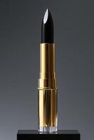 Elegant black lipstick in gold packaging on display photo