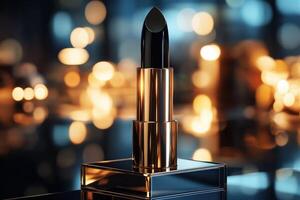 Luxurious lipstick on elegant display in a glamorous setting photo