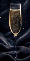 Sparkling champagne in a flute against a dark backdrop photo
