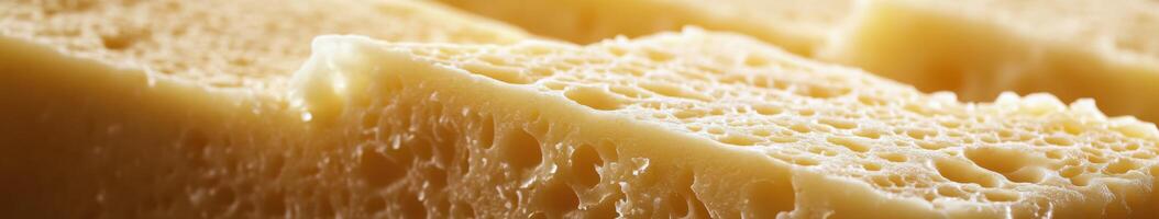 Deliciously aged parmesan cheese showcasing its distinctive texture and rich flavor profile at a gourmet food market photo