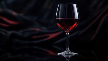 Elegant red wine glass set against a dark backdrop reflecting rich colors and textures photo