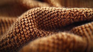 Textured brown boucle fabric showcasing intricate stitching and warm tones suitable for various fashion applications photo