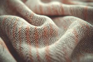 Textured boucle fabric close-up showcasing intricate patterns and warm tones for design inspiration photo