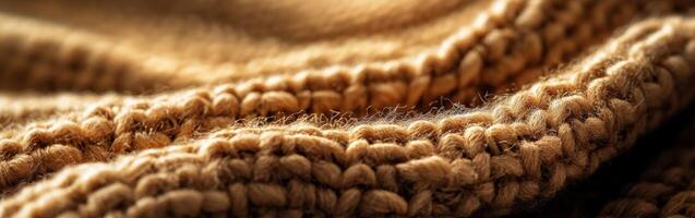 Close-up view of boucle fabric showcasing texture and color variations in warm tones photo