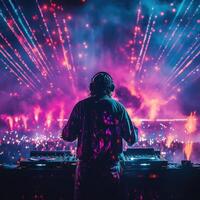 Electrifying DJ performance lights up the night with vibrant fireworks display photo