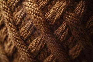 Intricate brown knit pattern showcasing texture and craftsmanship of handmade textiles photo