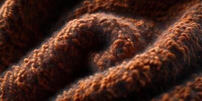 Soft brown textured fabric displaying intricate patterns and warmth in close-up during autumn light photo