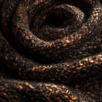 Cozy knitted fabric in warm tones perfectly rolled up for textile design and fashion applications photo