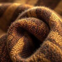 Textured fabric showcasing warm colors and intricate patterns in a close-up view photo