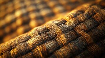 Textured woven fabric capturing light in warm tones during golden hour photo