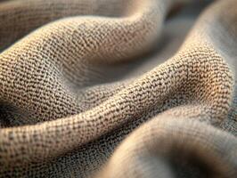 Boucle fabric texture showcasing intricate weaves and soft drapes captured in natural light photo