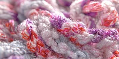 Boucle fabric texture showcasing vibrant colors and intricate patterns in a soft, cozy design photo