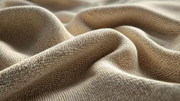 Textured boucle fabric draped softly with natural light highlighting its intricate surface details photo