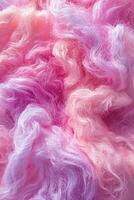 Soft pastel boucle fabric texture showcasing shades of pink and lavender in an artistic display photo