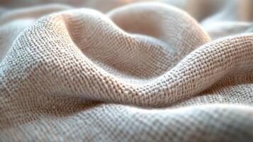 Boucle fabric texture showcases intricate details with soft neutral tones and gentle draping shapes photo
