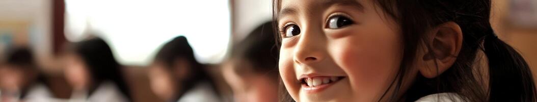 A close up of a little girl smiling photo