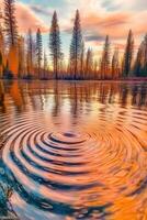 A rippling lake with trees in the background photo