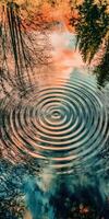 A circular reflection of water in a pond photo