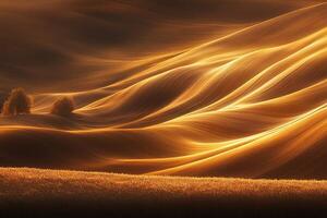 Golden waves of wheat rippling under the warm sunlight in a serene countryside landscape photo