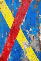A red, yellow and blue painted wall photo