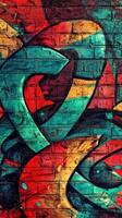 A colorful graffiti wall with a large letter photo