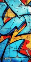 A colorful wall with graffiti on it photo
