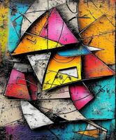 Abstract painting of a man with a hat and a hat photo