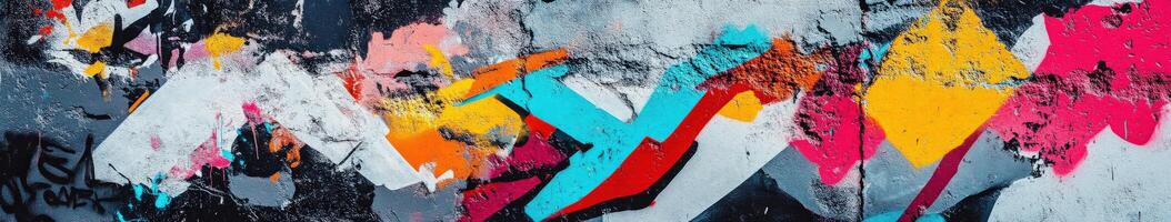 Vibrant graffiti mural in an urban setting during daylight hours photo
