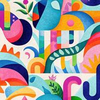 Vibrant graffiti mural showcasing colorful abstract design on wall photo