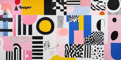 Vibrant street art mural showcasing abstract patterns and colors photo