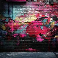 Vibrant graffiti on urban wall captures artistic expression photo