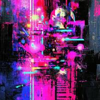 Vibrant urban graffiti art showcasing colorful patterns and shapes photo