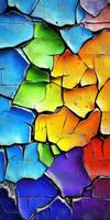 Vibrant urban graffiti mural showcasing a colorful crackle design photo