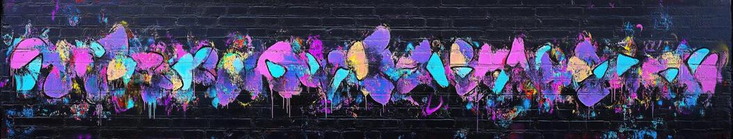 Bright and colorful graffiti mural displayed on urban wall photo