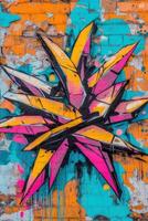 Vibrant graffiti art showcasing a colorful, abstract design photo