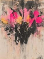 Vibrant graffiti art showcasing floral patterns in bold colors photo
